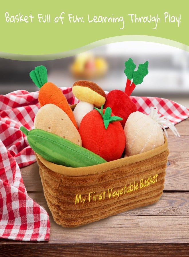 June Garden مجموعة ألعاب طعام تفاعلية من جون جاردن - 7 قطع - تتضمن سلة حمل، خيار، جزر، طماطم، بطاطس، فطر، فجل، وثوم - مناسبة للأطفال من عمر سنتين فما فوق - Image 3